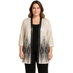 NWT Chico's Travelers Collection Foiled Peacock Jacket Cardigan sz 3 16/18